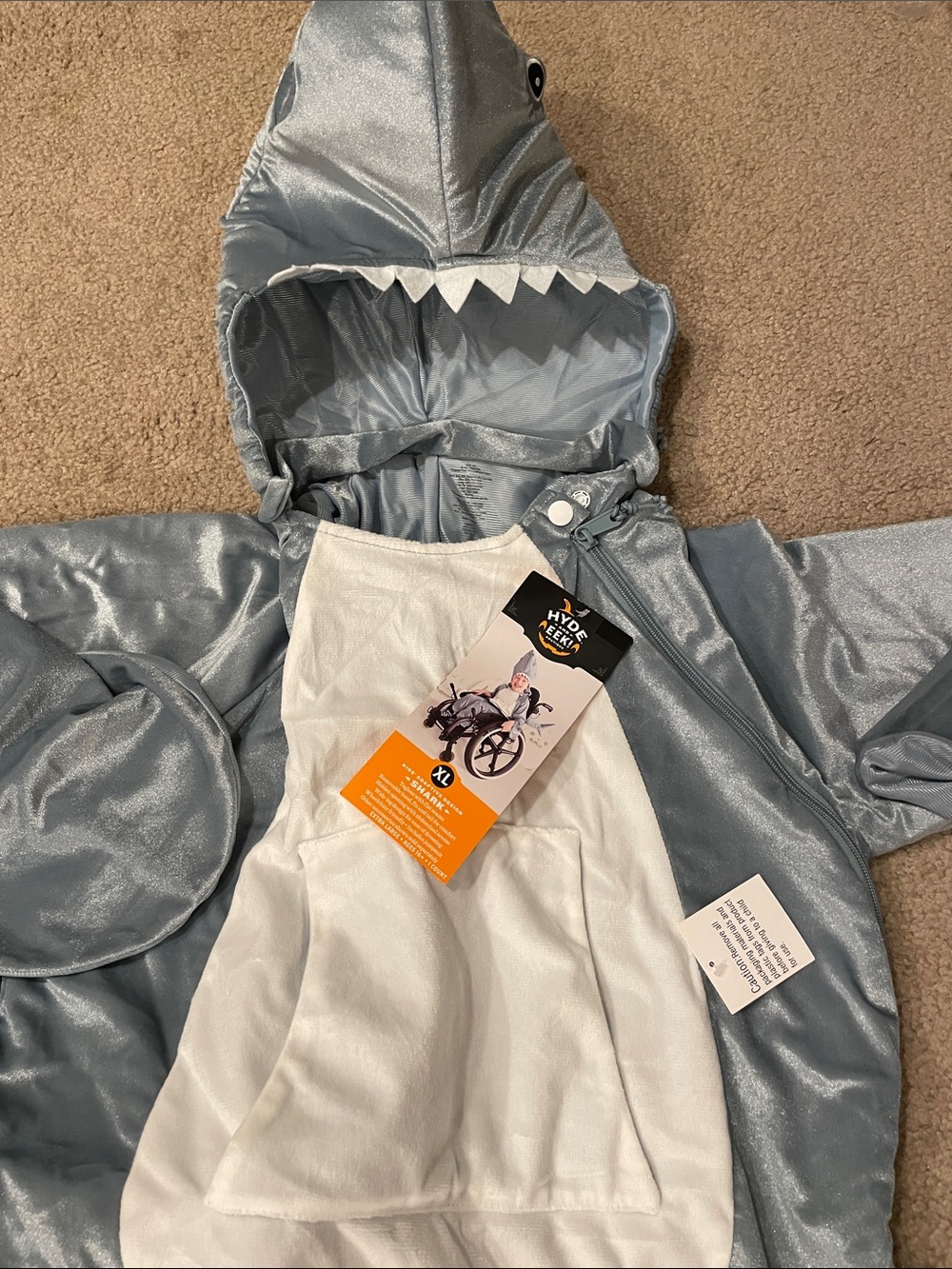 NWT Hyde and Eek Kids Shark Costume with removable fin, xl